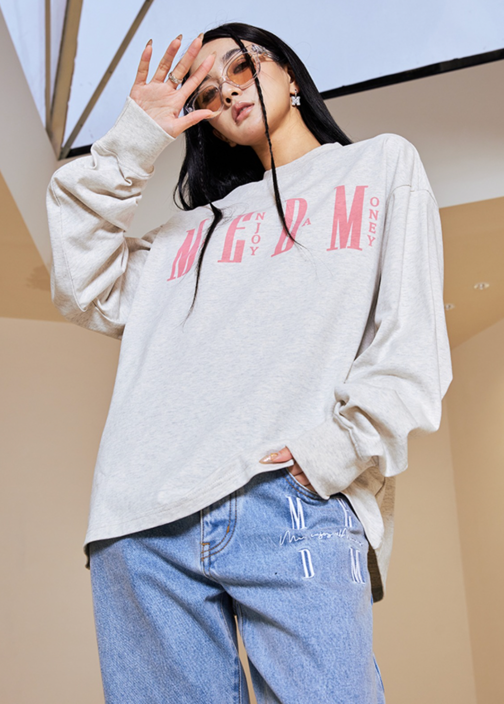 MEDM Basic Simple Printing Long Sleeved Tee
