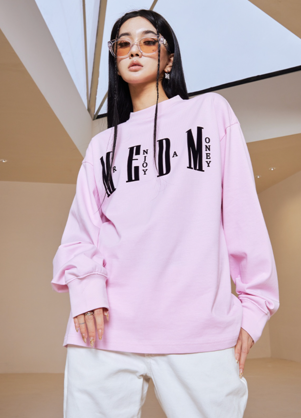 MEDM Basic Simple Printing Long Sleeved Tee