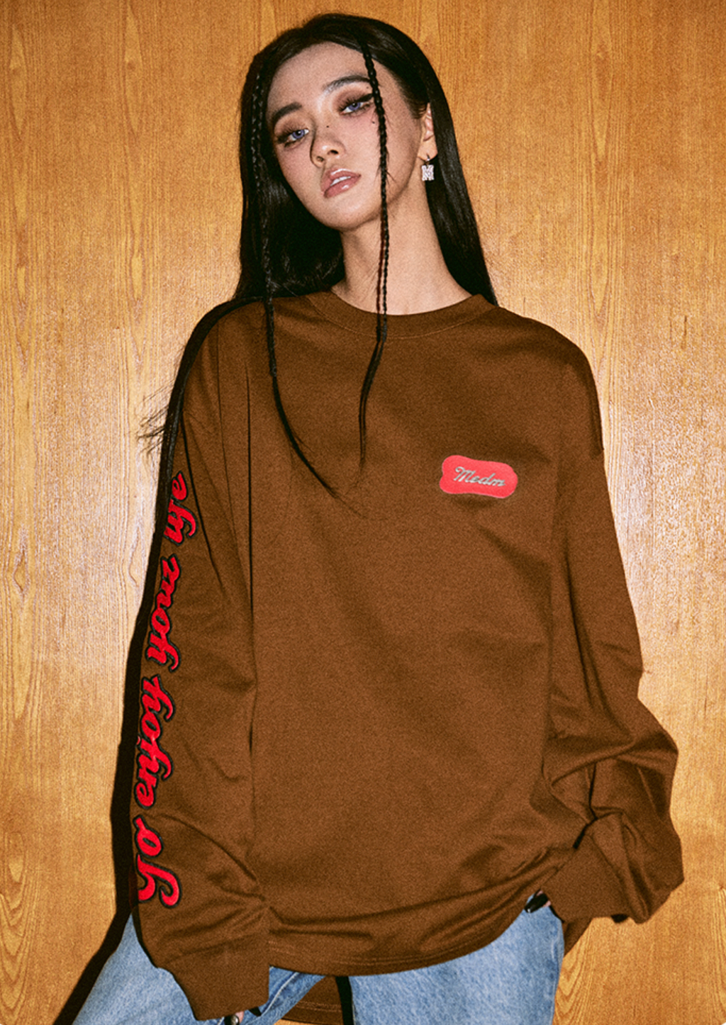 MEDM 310g Heavy Cotton And Leather Metal  Long Sleeved Tee