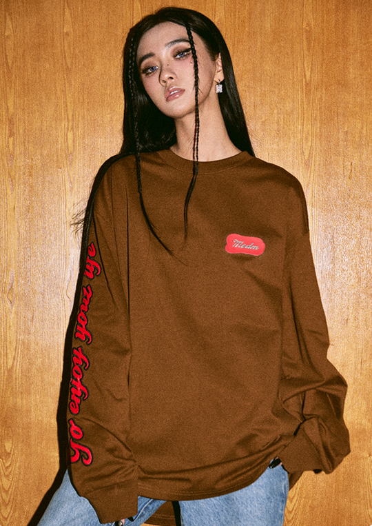 MEDM 310g Heavy Cotton And Leather Metal  Long Sleeved Tee