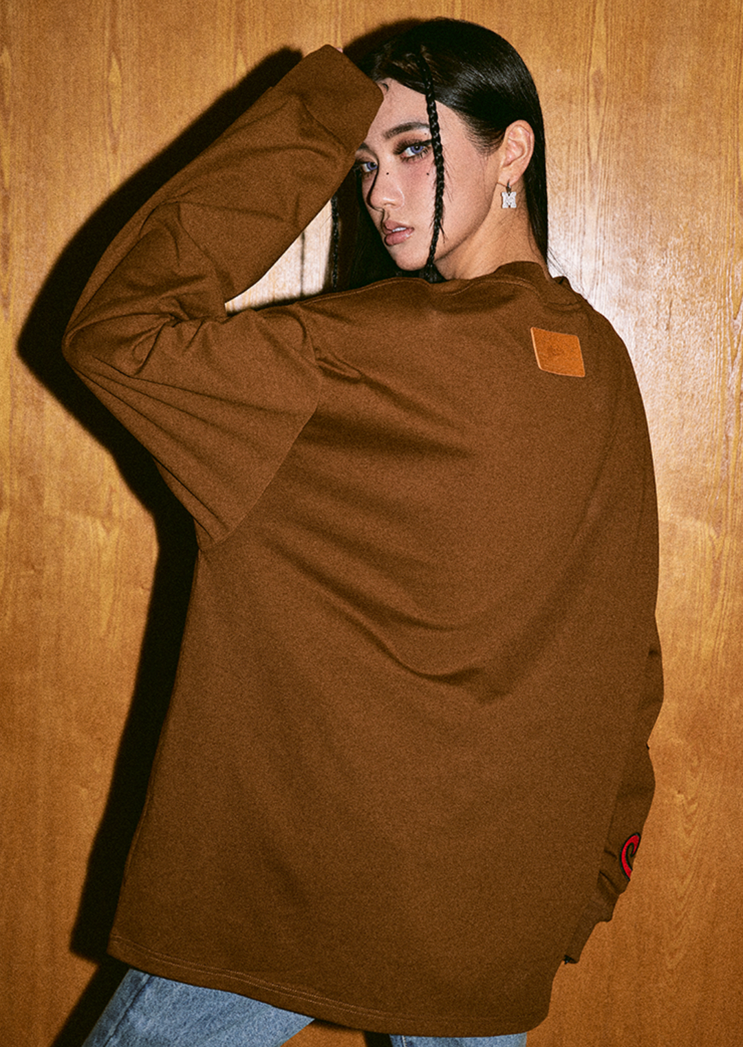 MEDM 310g Heavy Cotton And Leather Metal  Long Sleeved Tee