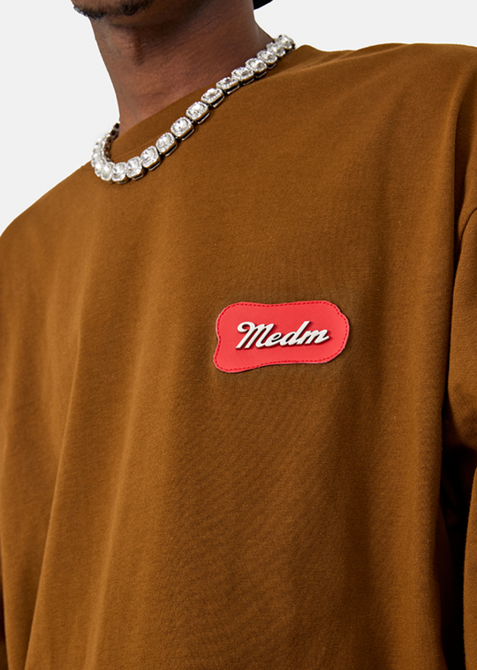 MEDM 310g Heavy Cotton And Leather Metal  Long Sleeved Tee