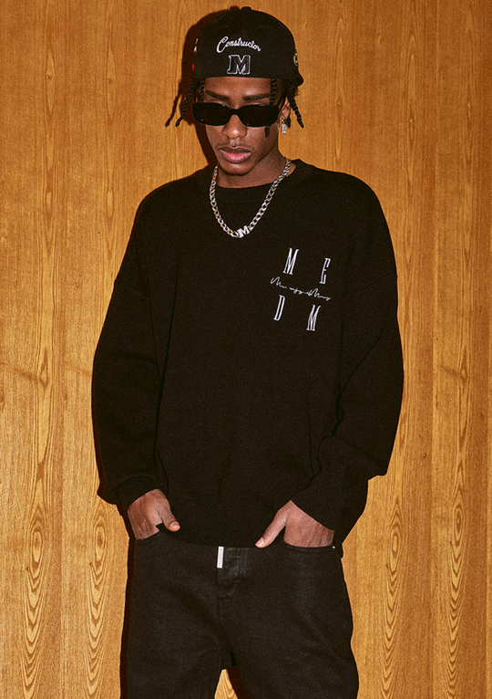 MEDM Worsted Heavyweight Cotton Basic Logo Knit Sweater
