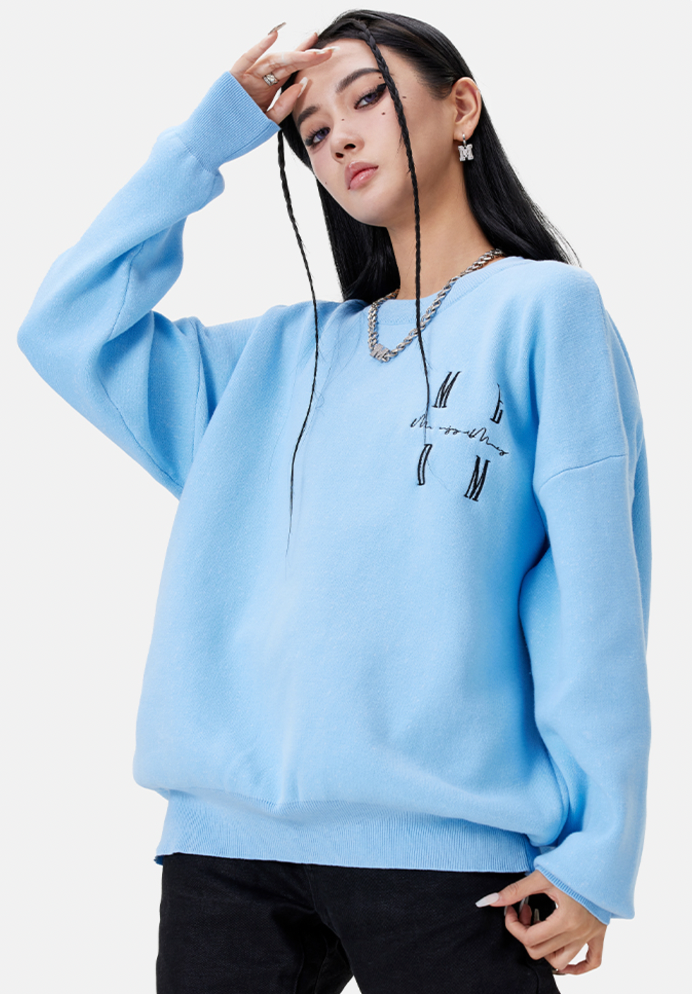MEDM Worsted Heavyweight Cotton Basic Logo Knit Sweater
