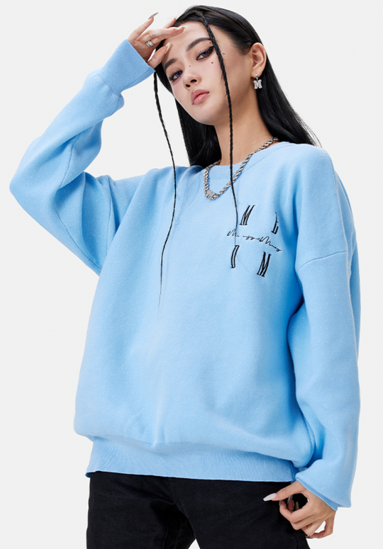 MEDM Worsted Heavyweight Cotton Basic Logo Knit Sweater