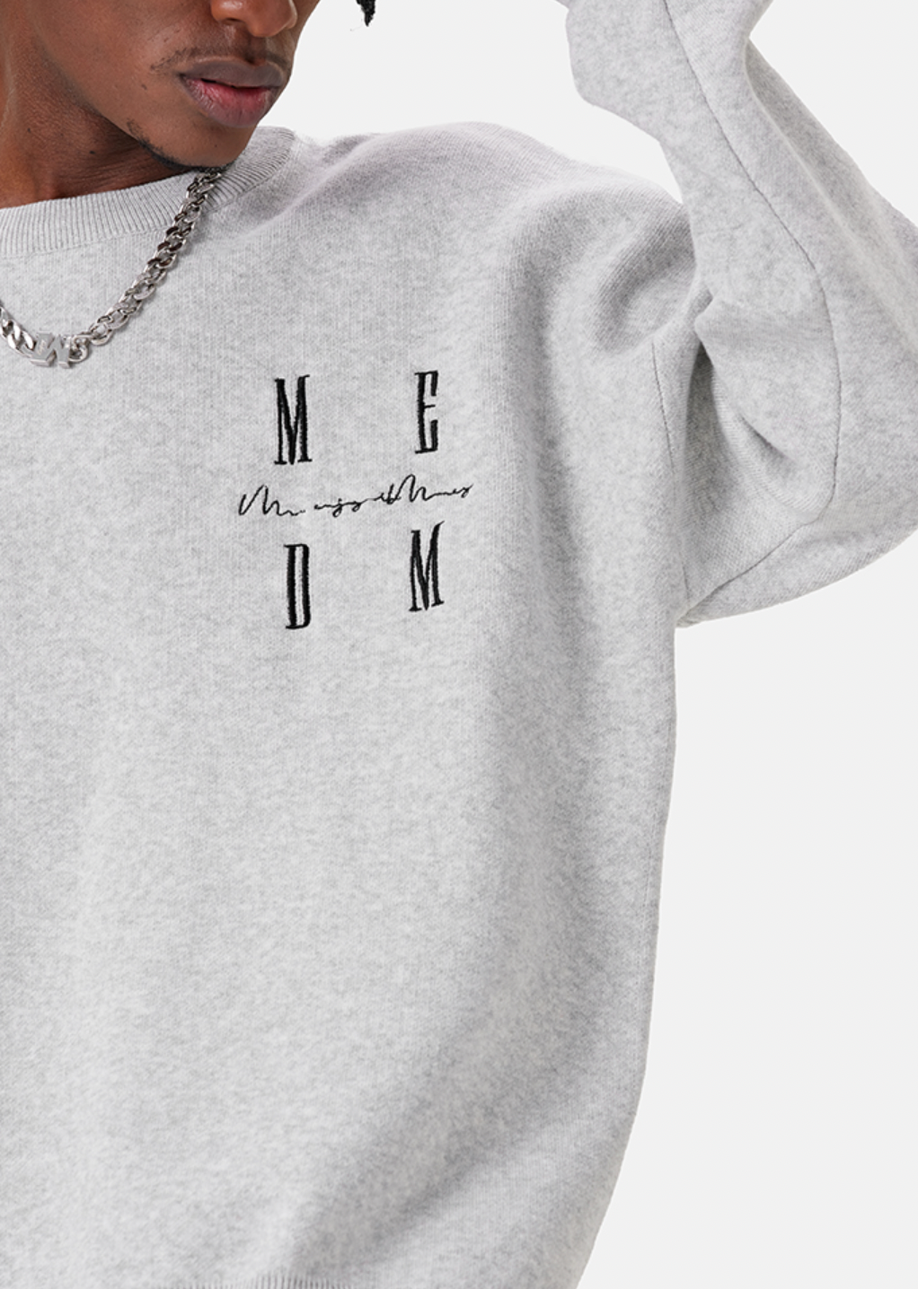 MEDM Worsted Heavyweight Cotton Basic Logo Knit Sweater