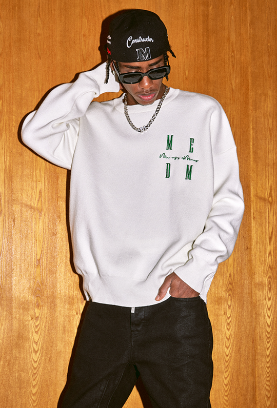 MEDM Worsted Heavyweight Cotton Basic Logo Knit Sweater