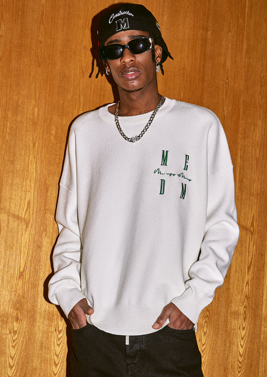 MEDM Worsted Heavyweight Cotton Basic Logo Knit Sweater
