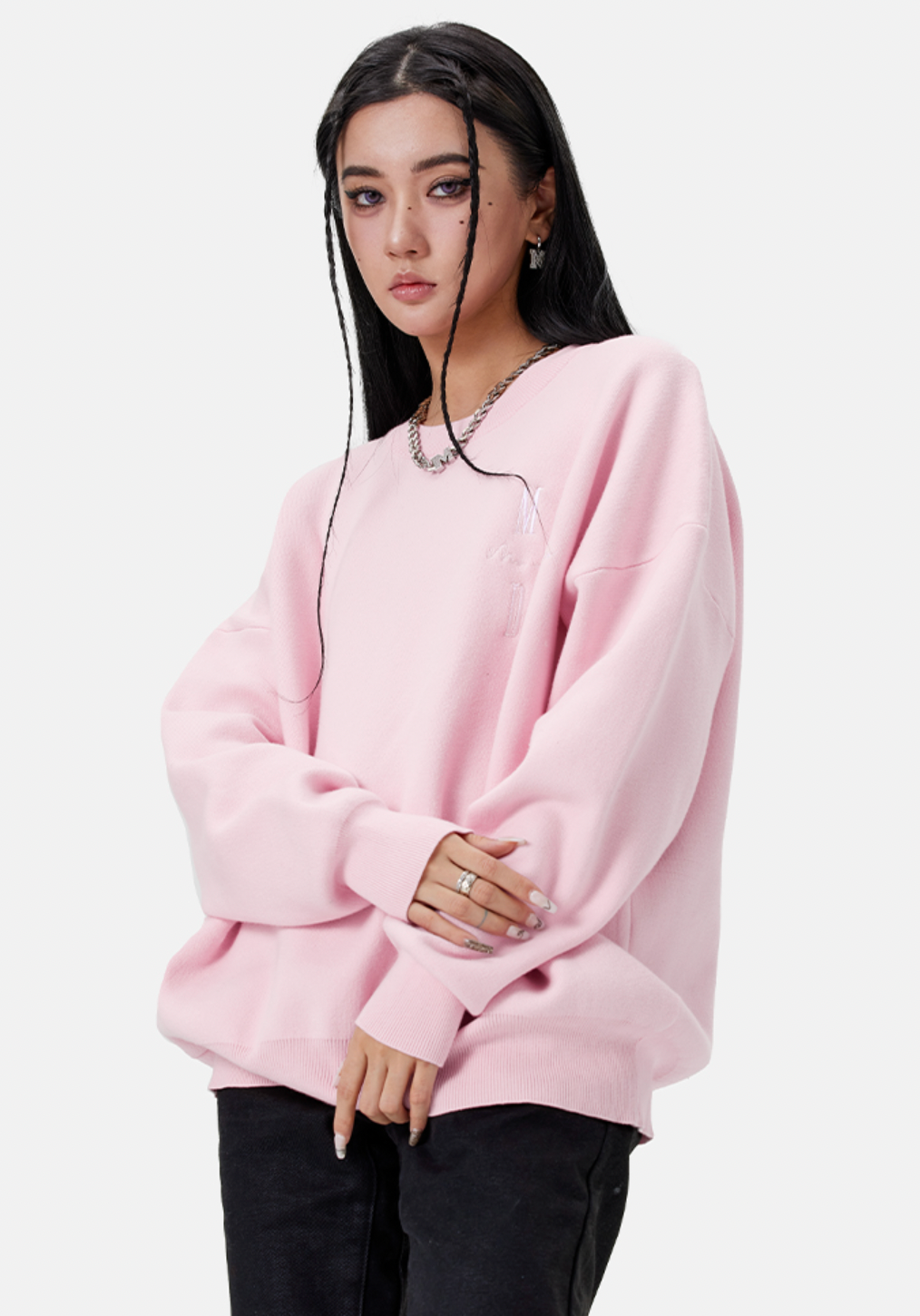 MEDM Worsted Heavyweight Cotton Basic Logo Knit Sweater