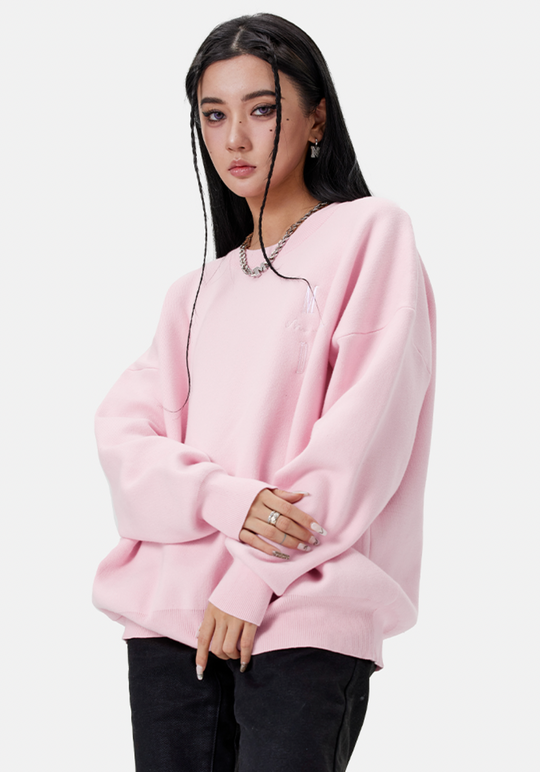 MEDM Worsted Heavyweight Cotton Basic Logo Knit Sweater