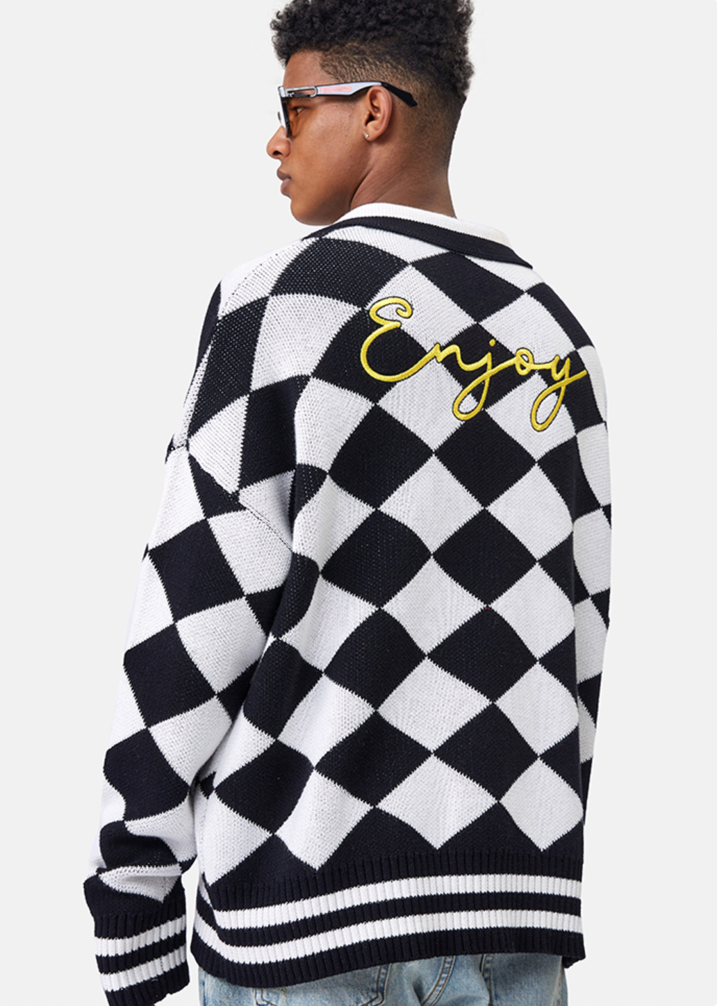 MEDM Diamond Sweater Long Sleeved Polo Shirt