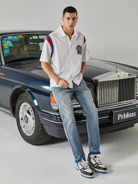 PRBLMS LOGO Striped Short Sleeved Shirt