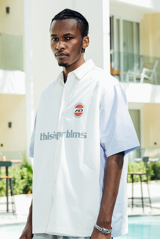 PRBLMS Contrast Color Stitching LOGO Short Sleeved Shirt