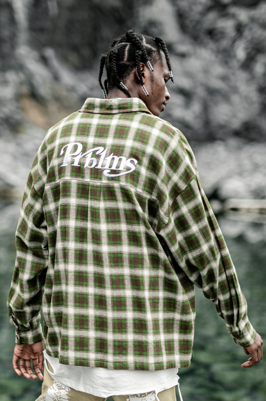 PRBLMS Plaid Patch Pocket  Long Sleeved Shirt