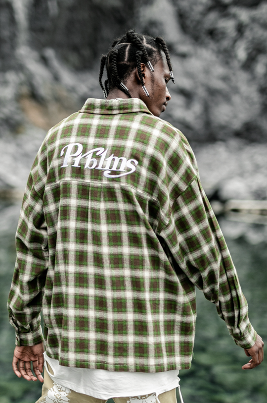 PRBLMS Plaid Patch Pocket  Long Sleeved Shirt