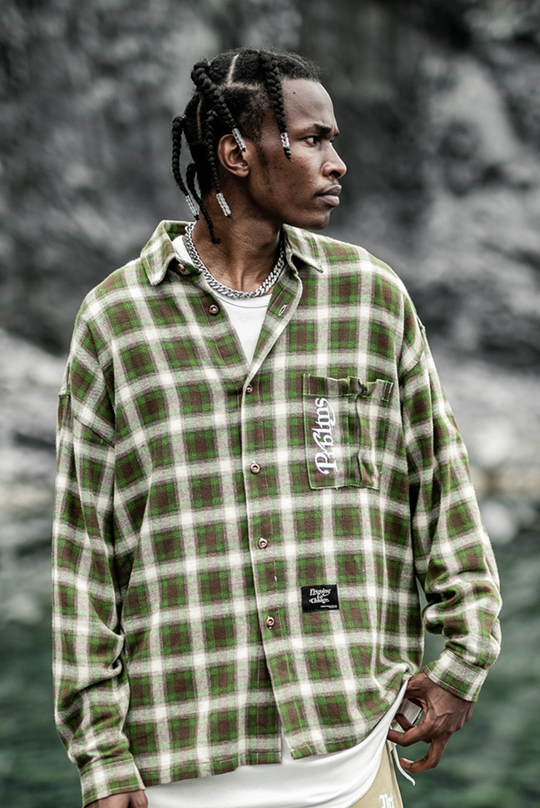 PRBLMS Plaid Patch Pocket  Long Sleeved Shirt