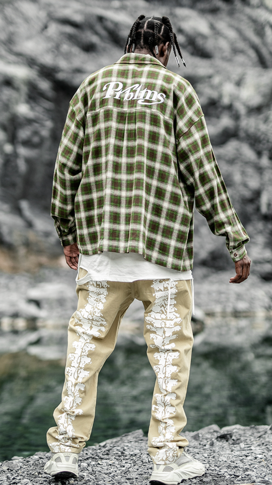 PRBLMS Plaid Patch Pocket  Long Sleeved Shirt