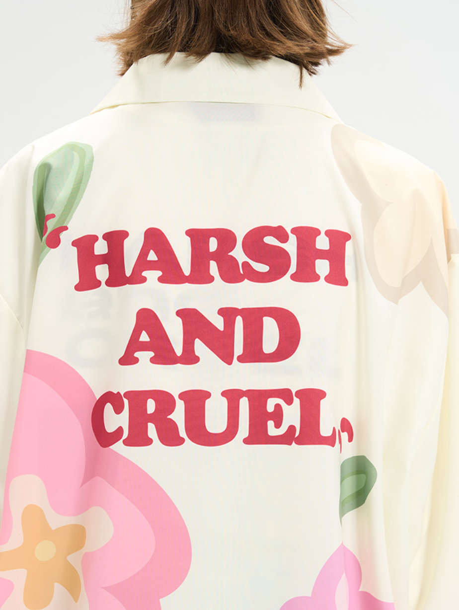 Harsh and Cruel Hand Painted Flowers Print Cuban Shirt