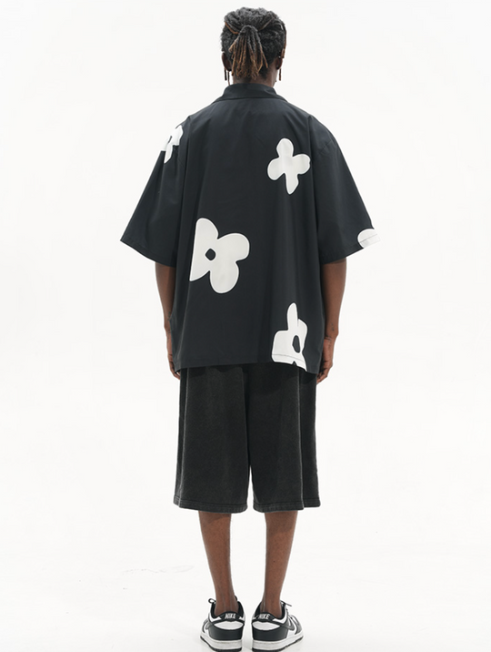 Harsh and Cruel Handpainted Flowers Printed Cuban Shirt