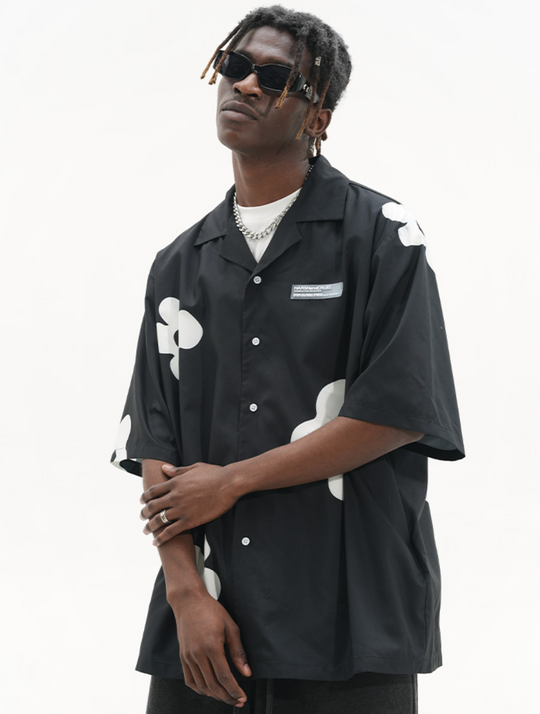 Harsh and Cruel Handpainted Flowers Printed Cuban Shirt