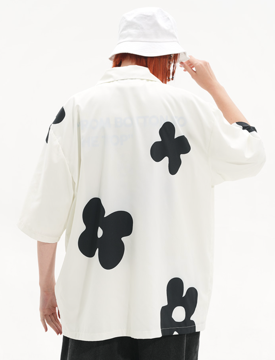 Harsh and Cruel Handpainted Flowers Printed Cuban Shirt