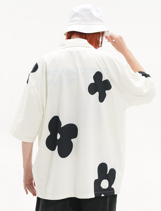 Harsh and Cruel Handpainted Flowers Printed Cuban Shirt