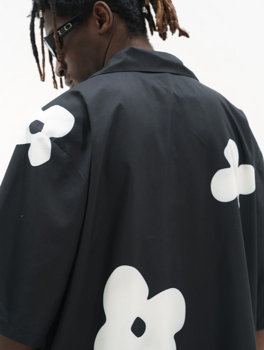 Harsh and Cruel Handpainted Flowers Printed Cuban Shirt