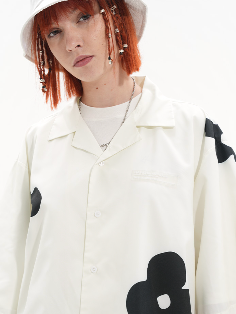 Harsh and Cruel Handpainted Flowers Printed Cuban Shirt