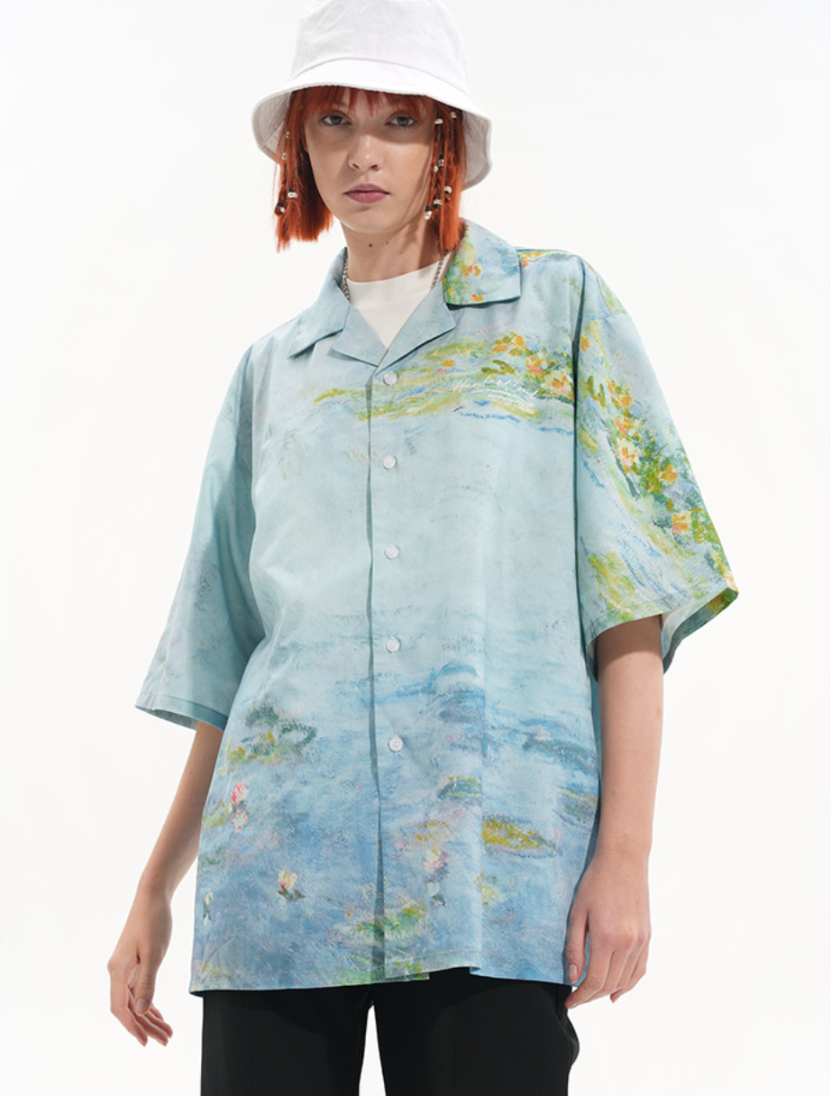 Harsh and Cruel Monet Sunset Landscape Oil Painting Printed Shirt