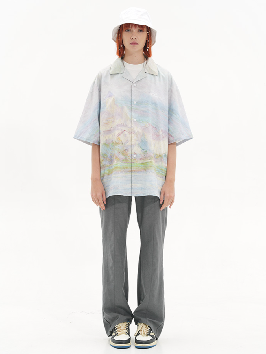 Harsh and Cruel Monet vintage oil painting full print Cuban Shirt