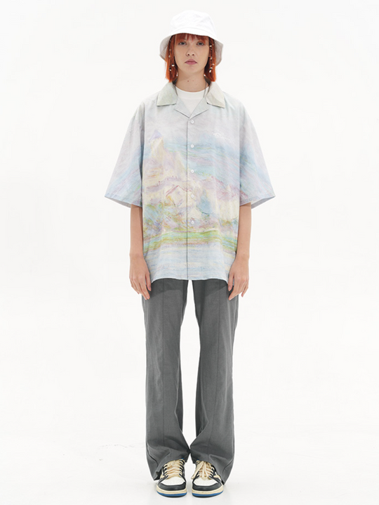 Harsh and Cruel Monet vintage oil painting full print Cuban Shirt