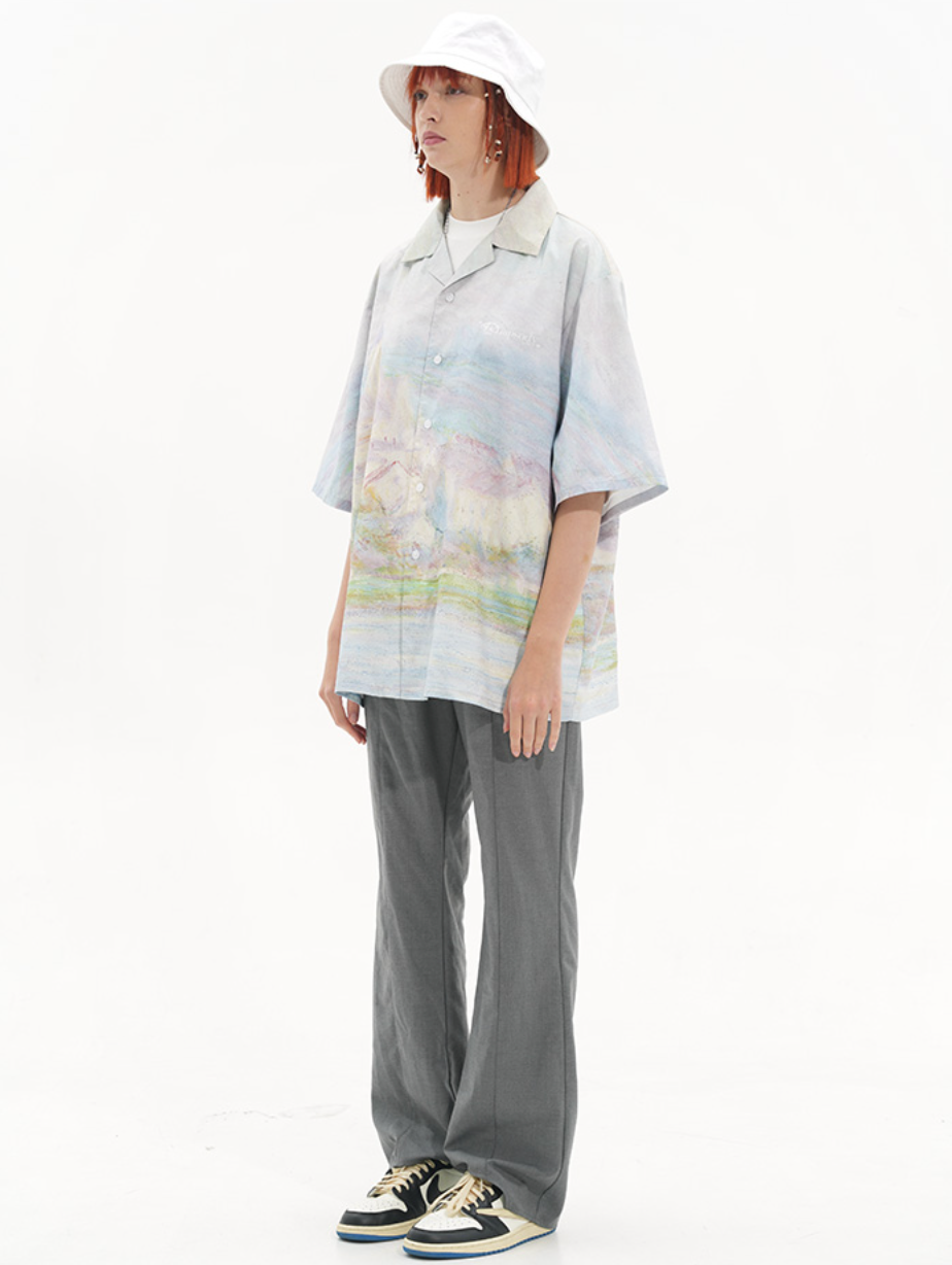 Harsh and Cruel Monet vintage oil painting full print Cuban Shirt