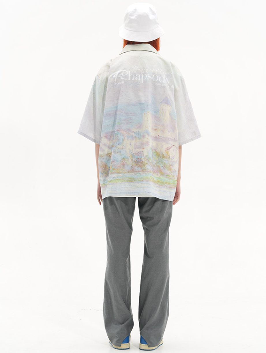 Harsh and Cruel Monet vintage oil painting full print Cuban Shirt