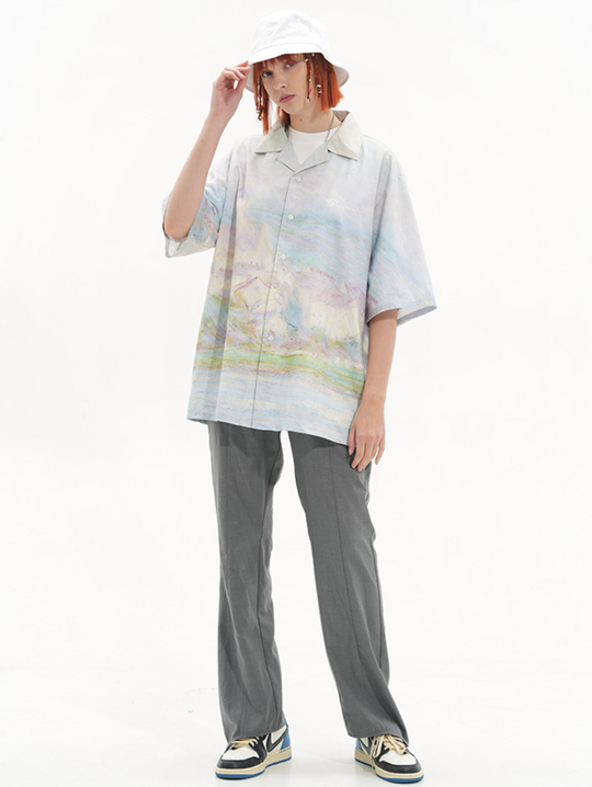 Harsh and Cruel Monet vintage oil painting full print Cuban Shirt