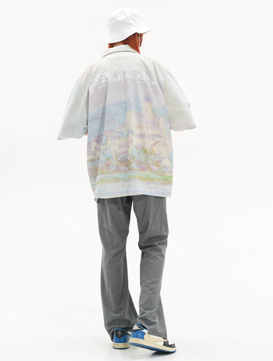 Harsh and Cruel Monet vintage oil painting full print Cuban Shirt