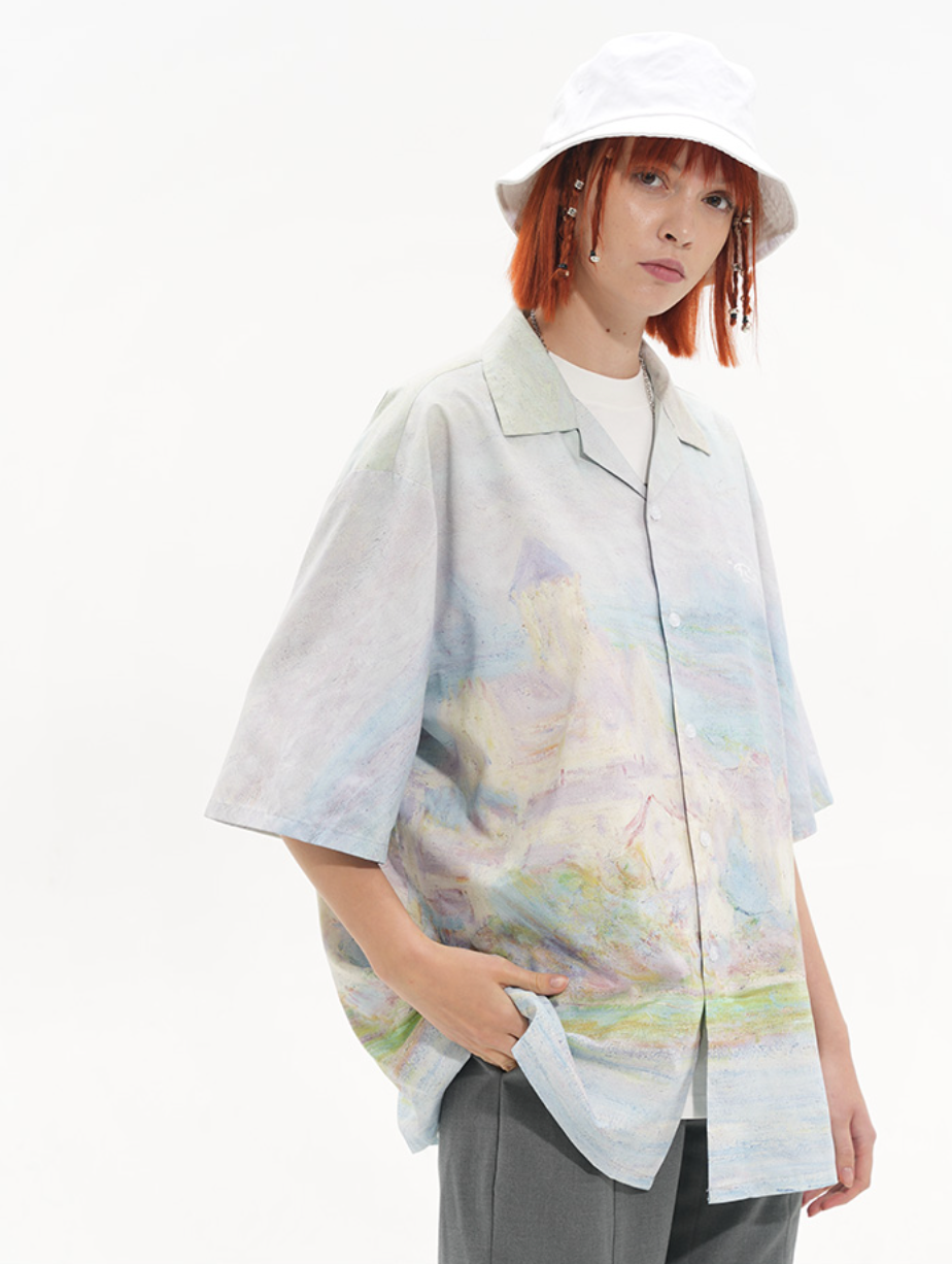 Harsh and Cruel Monet vintage oil painting full print Cuban Shirt