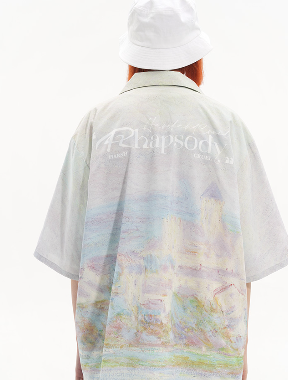 Harsh and Cruel Monet vintage oil painting full print Cuban Shirt