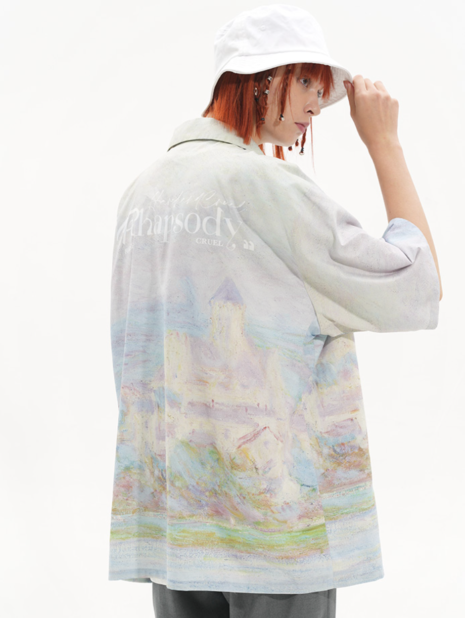 Harsh and Cruel Monet vintage oil painting full print Cuban Shirt