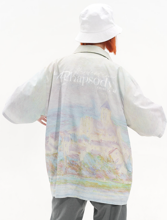 Harsh and Cruel Monet vintage oil painting full print Cuban Shirt