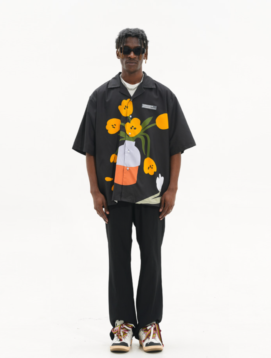 Harsh and Cruel Flower Pot Printed Shirt