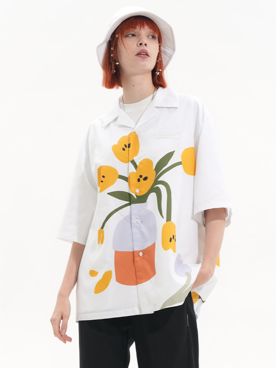 Harsh and Cruel Flower Pot Printed Shirt