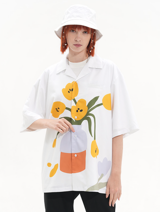Harsh and Cruel Flower Pot Printed Shirt