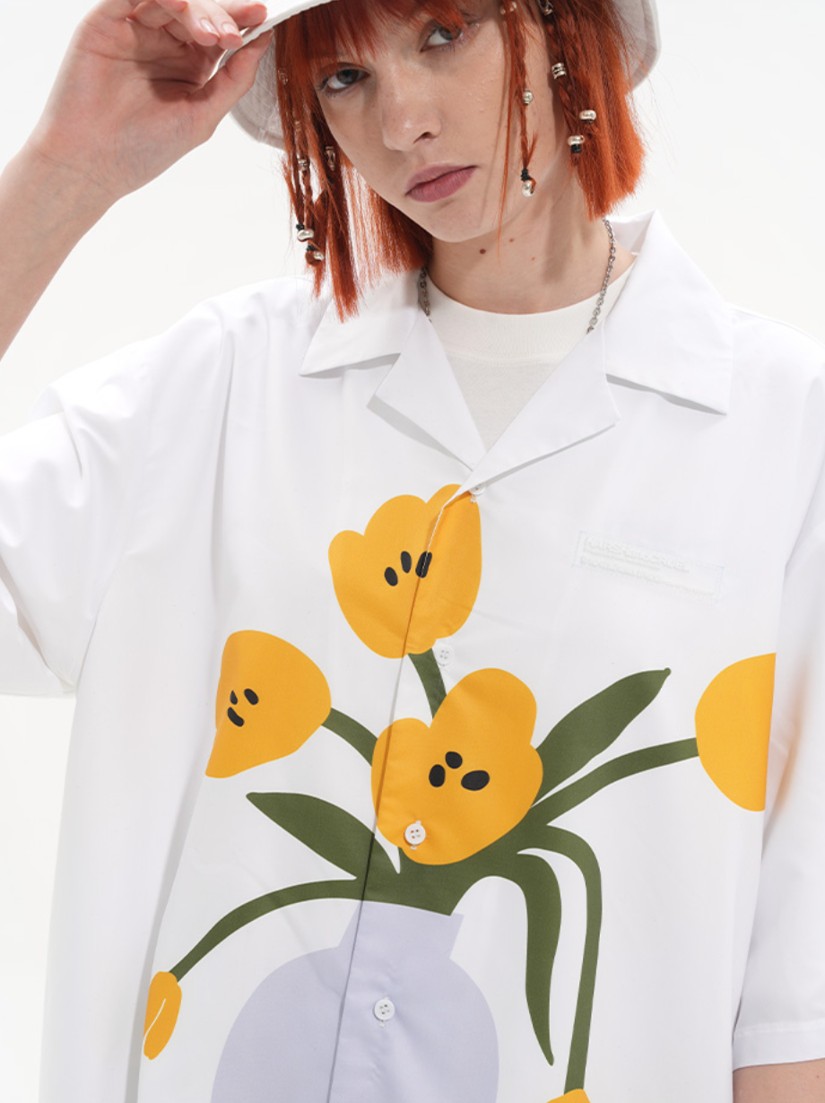 Harsh and Cruel Flower Pot Printed Shirt