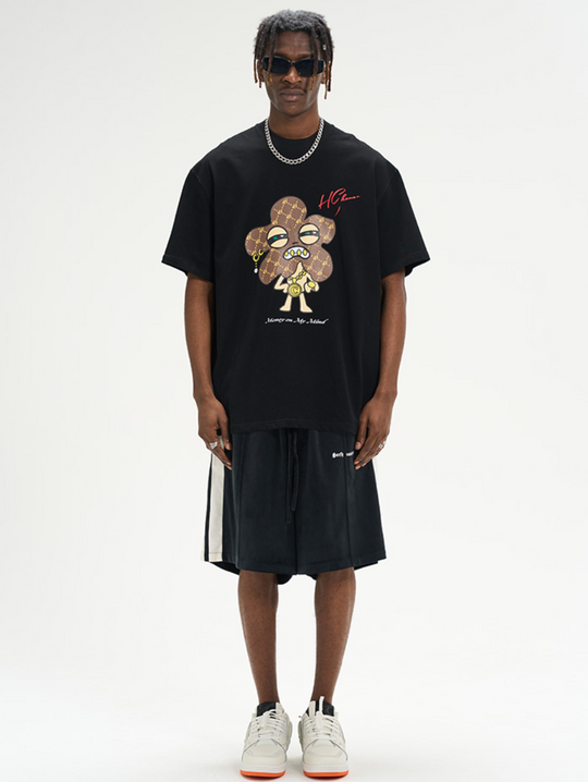 Harsh and Cruel Velvet Striped Gothic Logo Shorts