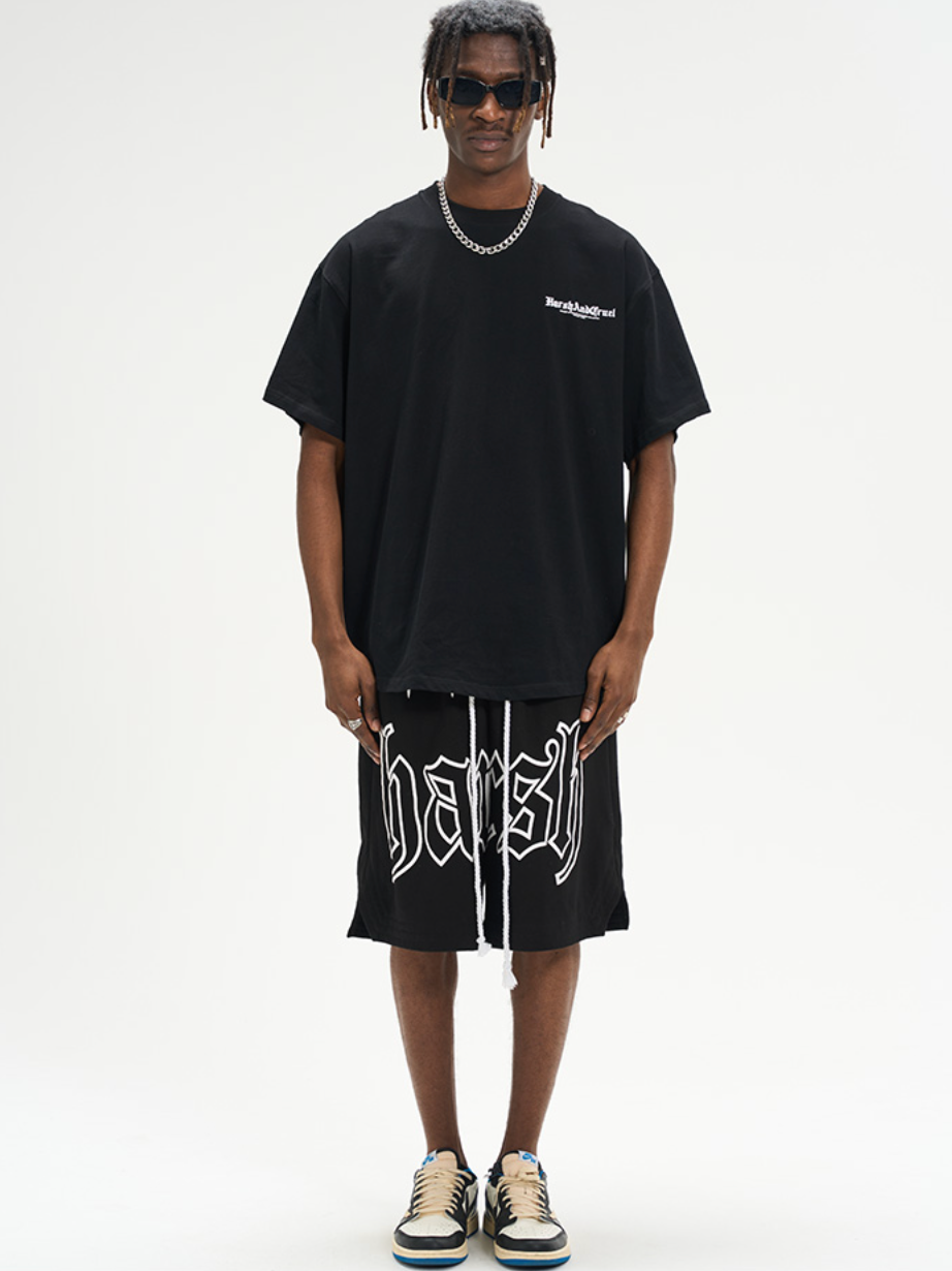 Harsh and Cruel Foam Print Logo Basketball Shorts