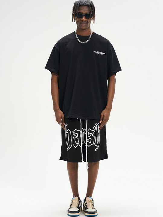 Harsh and Cruel Foam Print Logo Basketball Shorts