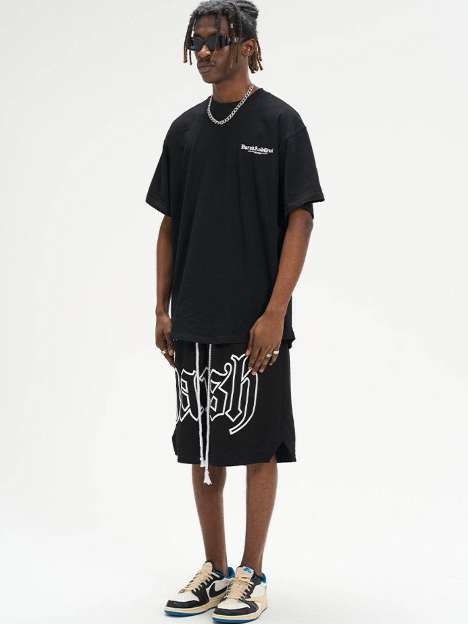 Harsh and Cruel Foam Print Logo Basketball Shorts