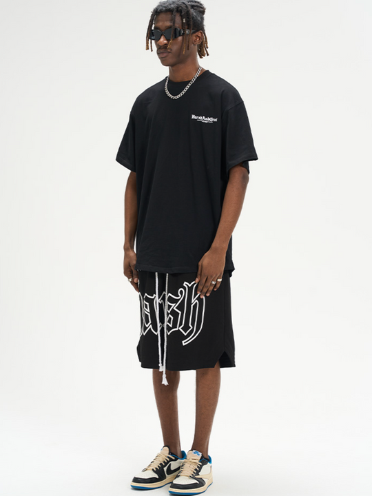 Harsh and Cruel Foam Print Logo Basketball Shorts