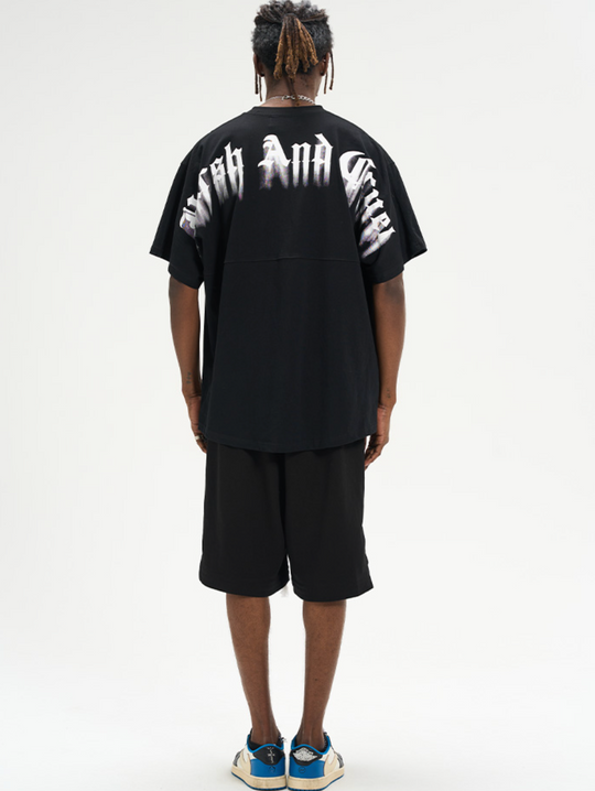 Harsh and Cruel Foam Print Logo Basketball Shorts