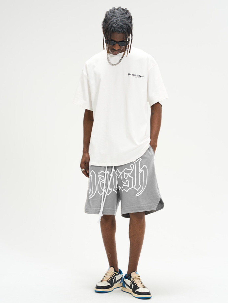 Harsh and Cruel Foam Print Logo Basketball Shorts